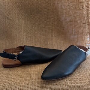 GEEWAWA Black Leather Women's Mules, never worn, size 10